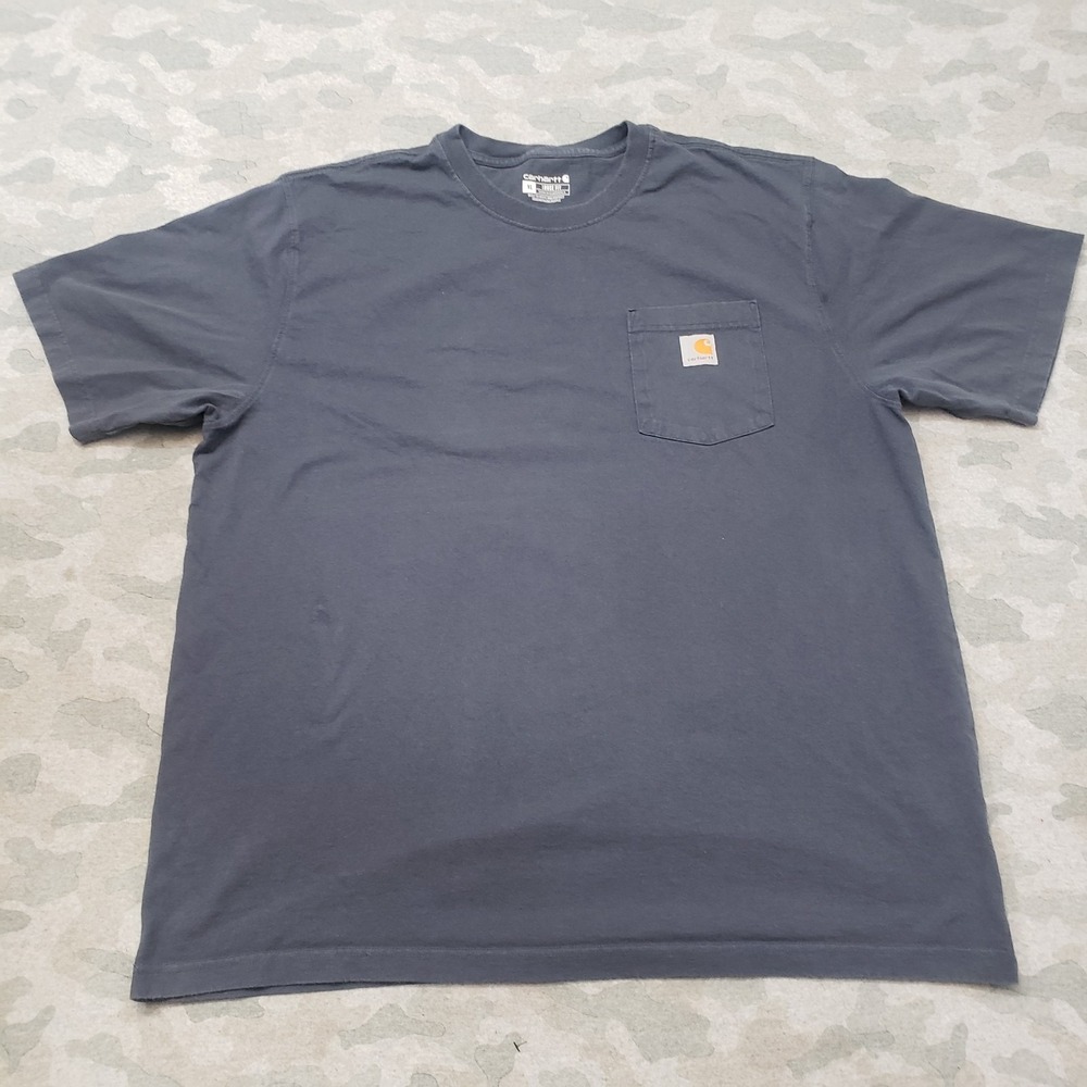 Carhartt Shirt Mens XL Blue Pockets Loose Fit Short Sleeve Workwear